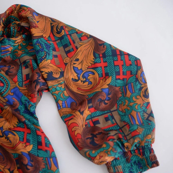 Vintage Teal Nylon Zip Up Lightweight Spring Jacket L - Picture 5 of 10